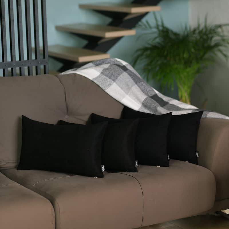 Solid-color Decorative Lumbar Throw Pillow Covers (Set of 4)