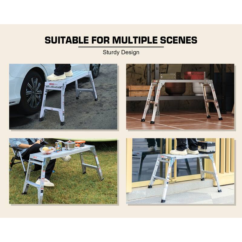 Aluminum Folding Portable Work Platform with Telescopic Feet