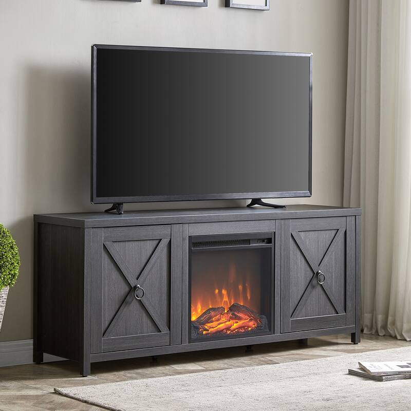 Granger 58" TV Stand with Log Fireplace Insert