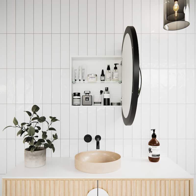 One Door Steel Frame Round Shape Medicine Cabinet