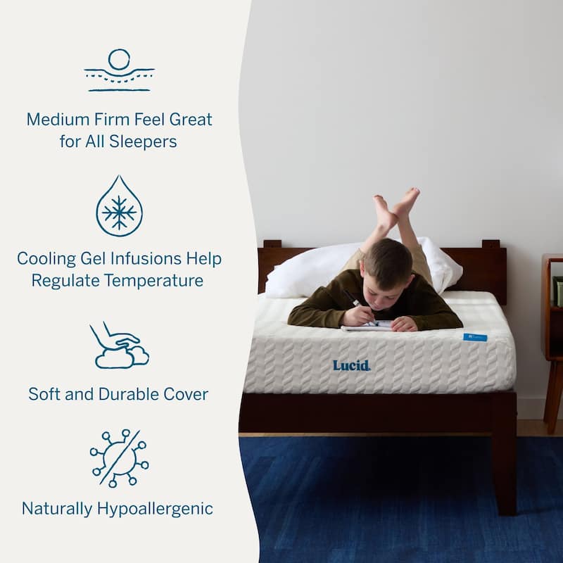 Lucid SureCool 8-Inch Gel Memory Foam Mattress, Medium-Firm Feel