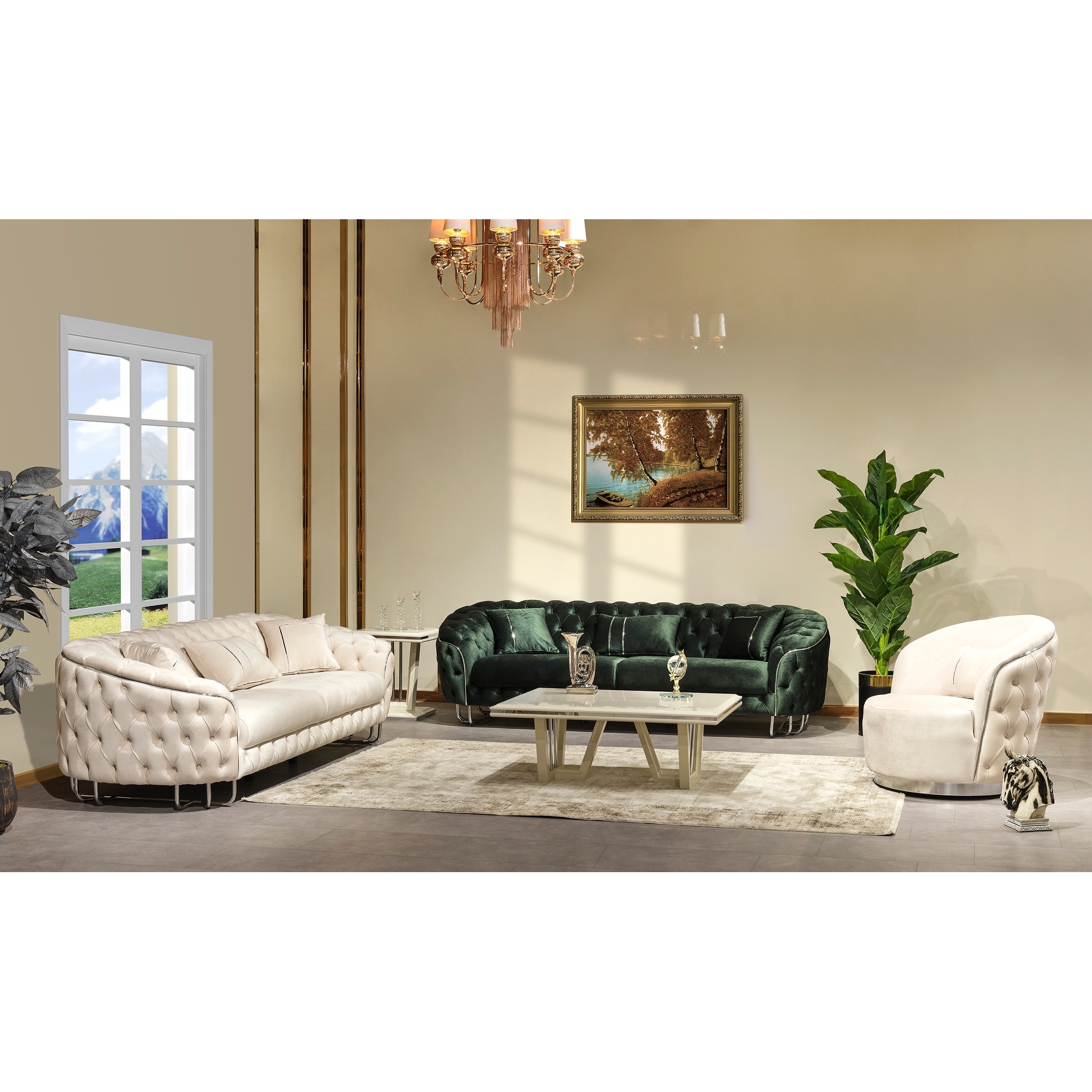 Green sofas and chairs sale