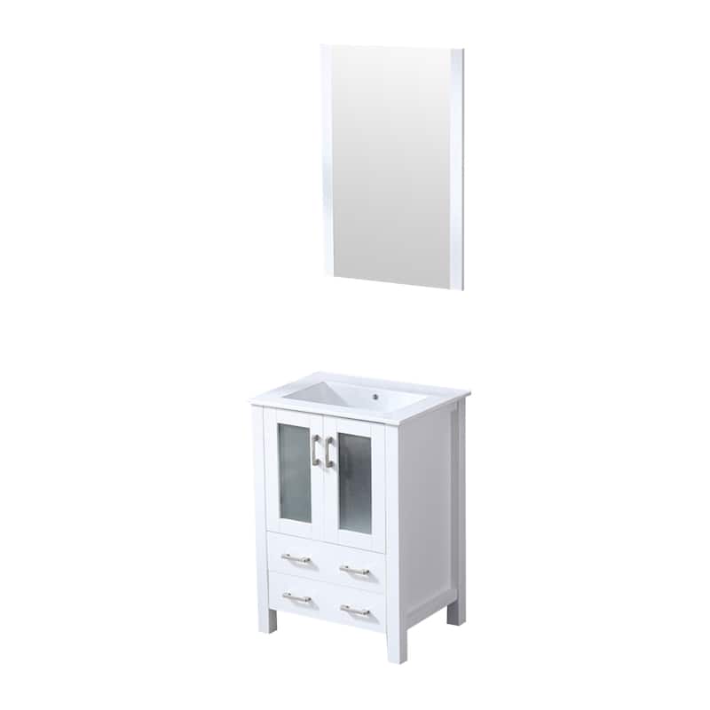 Volez Bath Vanity, White Ceramic Top and Mirror