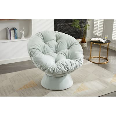 Light Blue Modern 37" 360° Swivel Barrel Chair with Sturdy Base and Large Cushion for Living Room