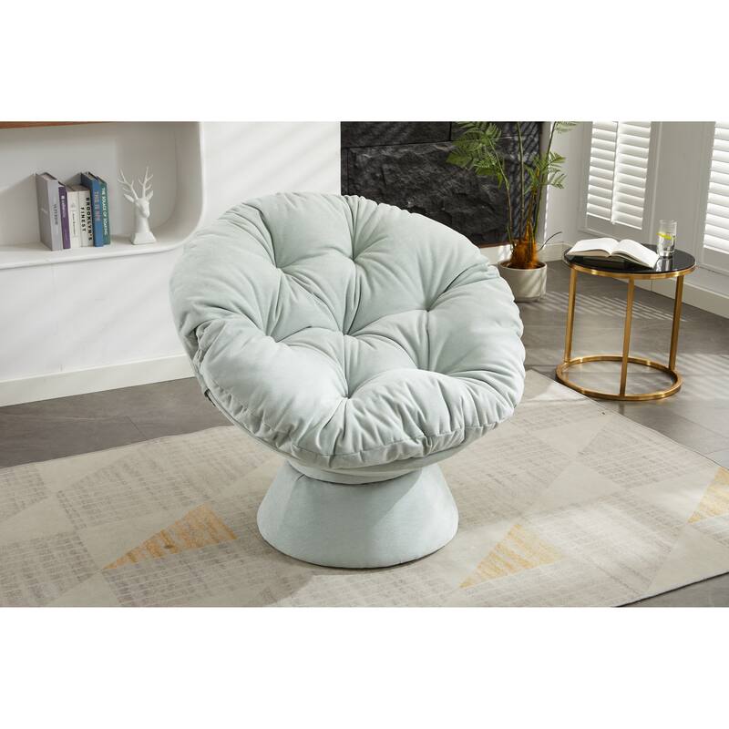 Oversized Swivel Accent Chair, 360-Degree Swivel Barrel Chair, Papasan Chair for Living Room and Bedroom Comfort - Light Blue