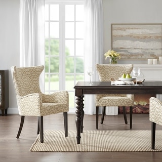 Madison Park Angelica Tan Arm Dining Chair (Set of 2)