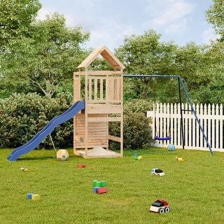 vidaXL Swing Set Outdoor Backyard Wooden Playground Equipment for Kids Age 3-8