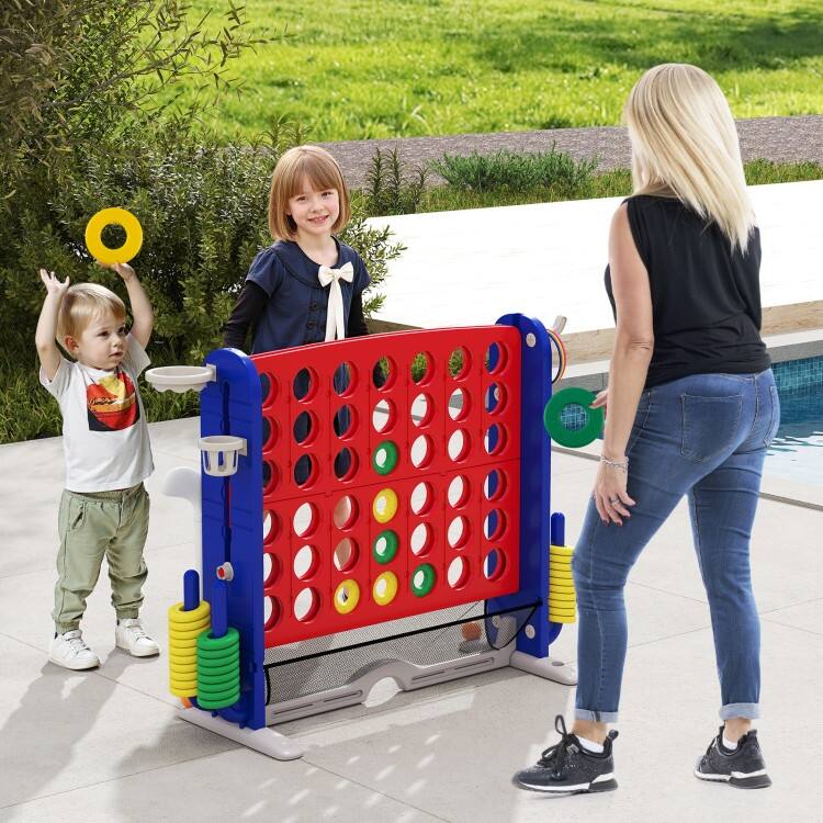 PE PP PVC 4-in-1 Jumbo Game Set with Adjustable Height and Cup Holders - 40.5" x 15.5" x 32.5"-38.5"
