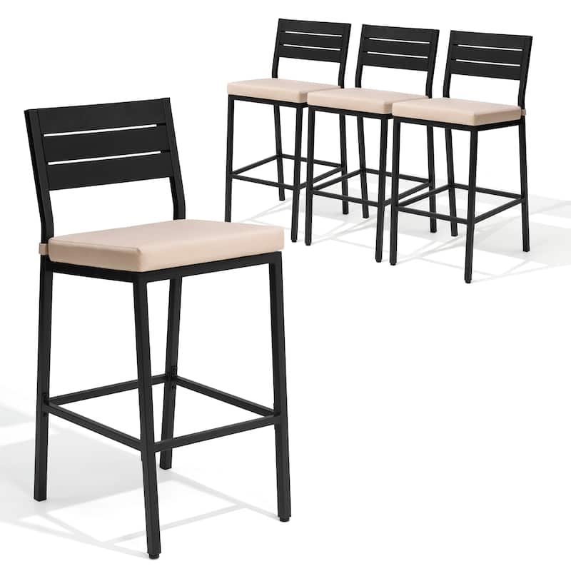 2/4PCS Outdoor Barstools with Cushion - Beige - 4PC