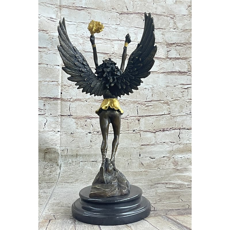 Angel Goddess Holding Victory Torch Hot Cast Bronze Sculpture Statue Art Deco By Moreau