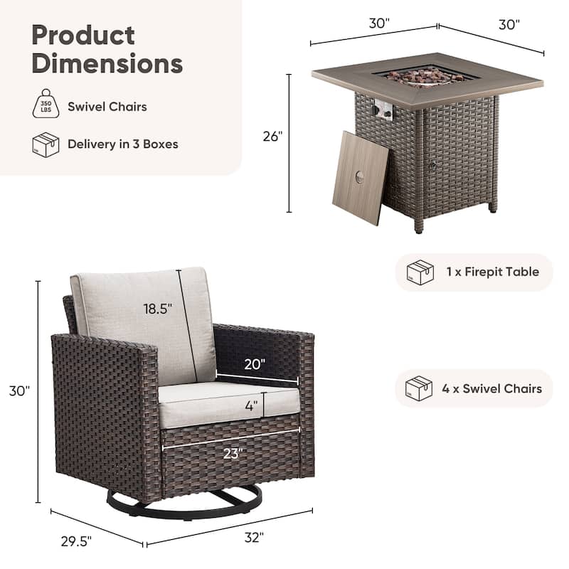 Outdoor Pocassy Glider Chairs Patio Chairs with Fire Table