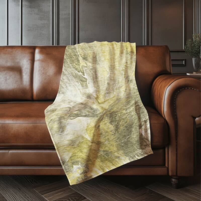 Premium Machine Washable Abstract Watercolor Sherpa Throw Blanket - Taupe - 4'2" x 5'10"
