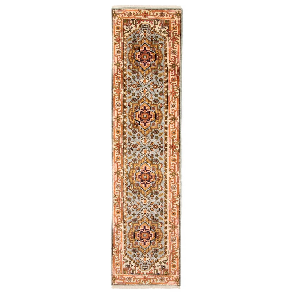 ECARPETGALLERY Hand-knotted Serapi Heritage Light Blue Wool Rug - 2'5 x 9'11
