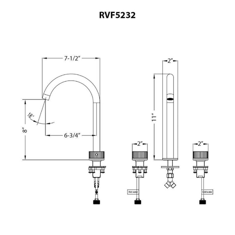 Ruvati Athena Two Handle Stone Marble Inlay Twist Bathroom Faucet in Brushed Nickel - RVF5232BN - 7'6" x 9'6"