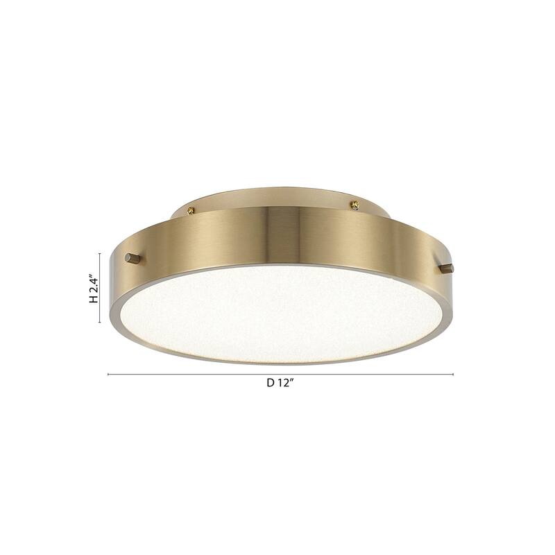 1-Light Brass LED Flush Mount With A Clear Acrylic Beaded Diffuser