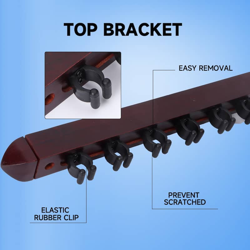 GSE™ 6-Pool Cue Wall Mounting Billiard Cue Rack, 2-Piece Hanging Wall Mounted Pool Cue Stick Holder