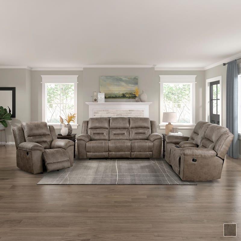 Alonzo 3-Piece Manual Reclining Living Room Sofa Set
