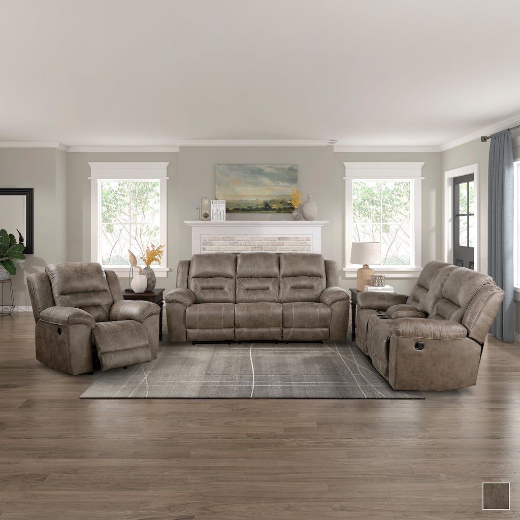 Alonzo 3-Piece Manual Reclining Living Room Sofa Set