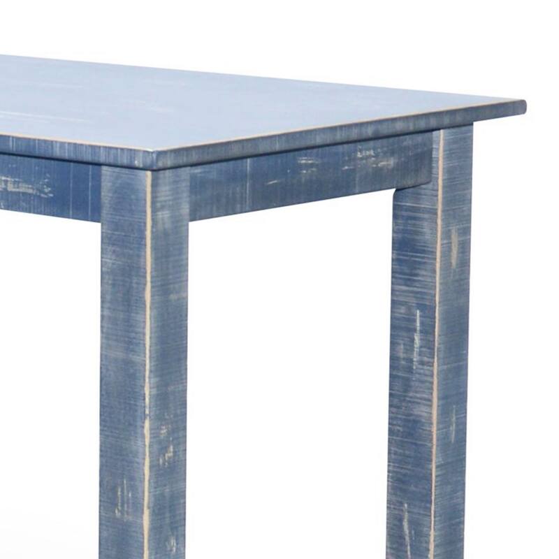 Rena Counter Height Table 48 Inch Rectangular Ocean Blue Mahogany Wood