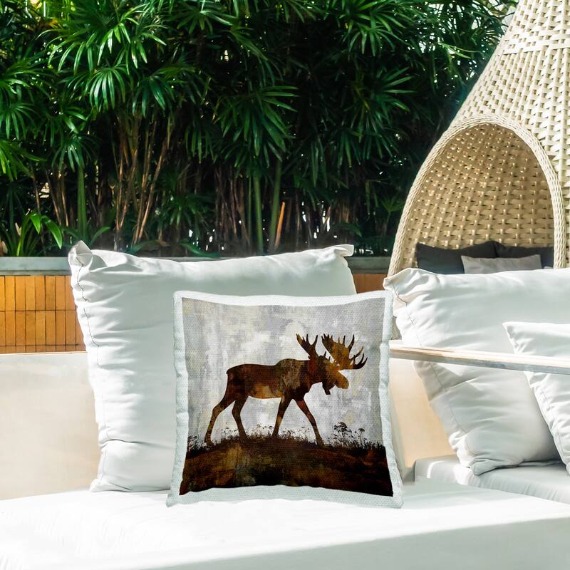 Stupell Rustic Moose Woodland Animal Printed Outdoor Throw Pillow Design by Carl Colburn