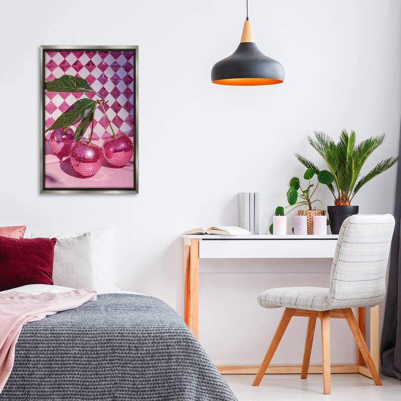 Stupell Groovy Cherry Disco Balls Framed Floater Canvas Wall Art Design By LSR Design Studio