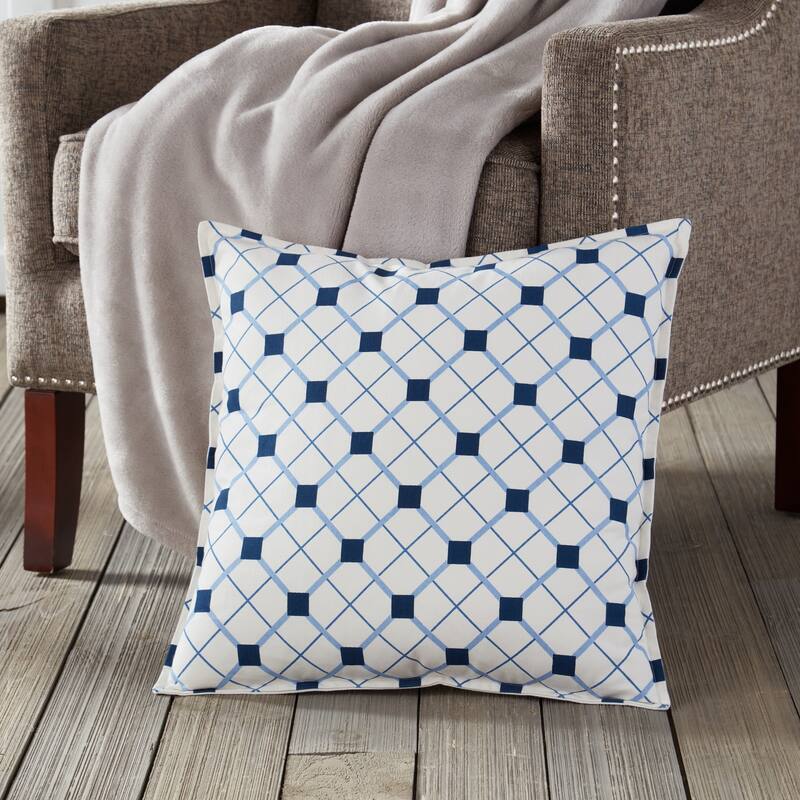 Geo Cotton Canvas 20-inch Pillow - Blue