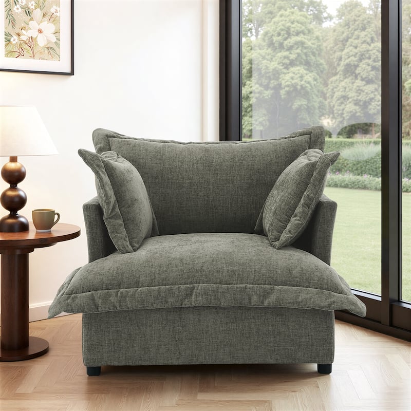 39"W Oversized Upholstered Chenille Comfy Cloud Accent Armchair