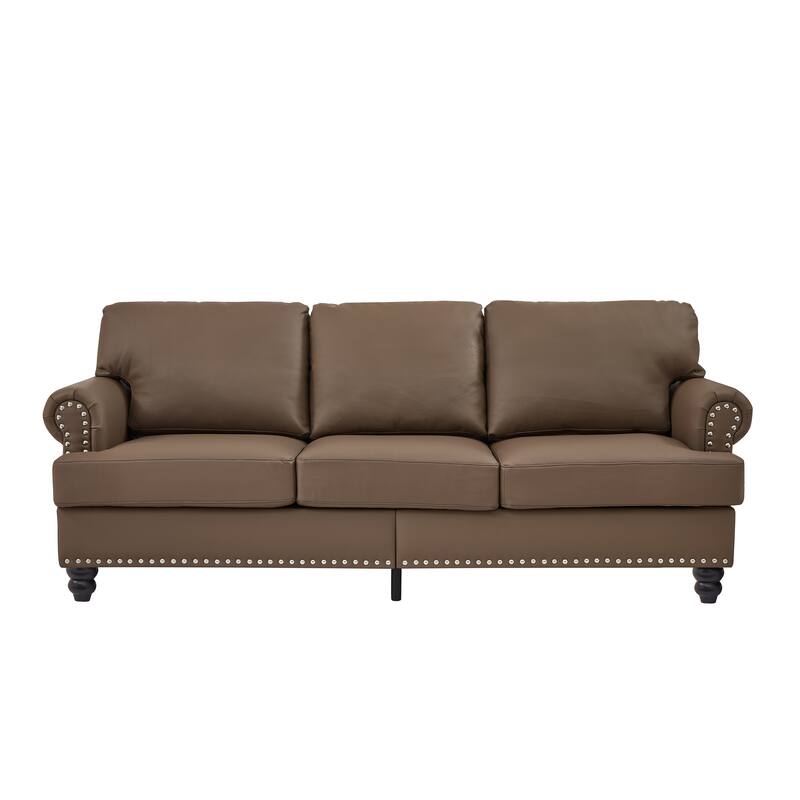 Classic Design Sectional Sofa Loveseat Couch with Pillow Back（Leather/Polyester)