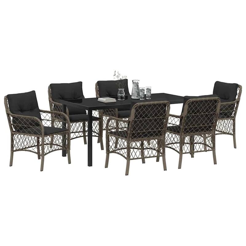 vidaXL Garden Dining Set with Cushion Poly Rattan