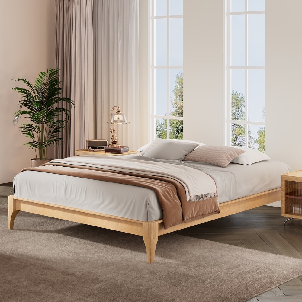Solid Dry Bamboo Wood Platform Bed Frame by Harper&Bright Designs