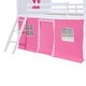 preview thumbnail 7 of 7, Full Size Bunk Bed Wood House Bed Kids Bed with Elegant Windows Sills and Tent, Pink+White