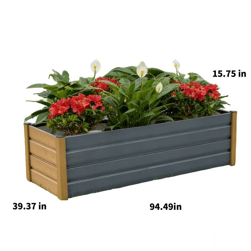 94.49" Durable Steel Planting Bed, Raised Garden Bed for Gardens, Vegetables, Herbs & Flowers - N/A