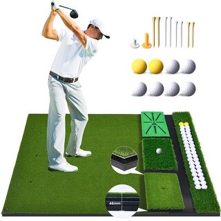 Haokelball Golf Mat Set 3-in-1 Golf Hitting Mat with Golf Ball Storage ...