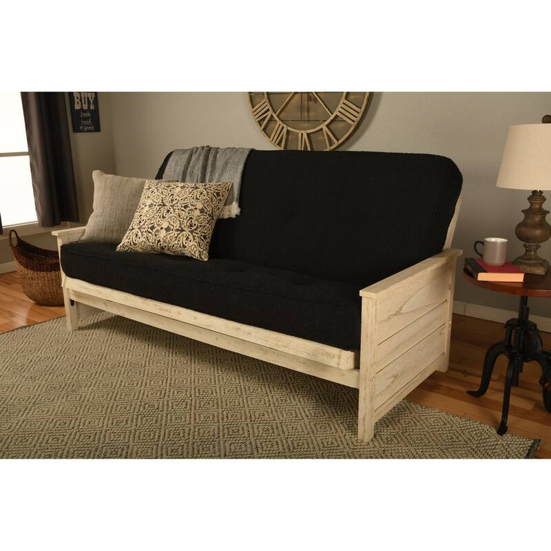 Somette Lexington Full-size Futon Set in Weathered White Finish with Mattress - Canton Black