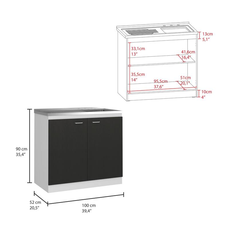 TUHOME Napoles Utility Sink Cabinet with Integrated Steel Sink - N/A