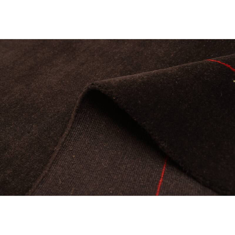 ECARPETGALLERY Hand Loomed Kashkuli Gabbeh Black Wool Rug - 5'0 x 6'11