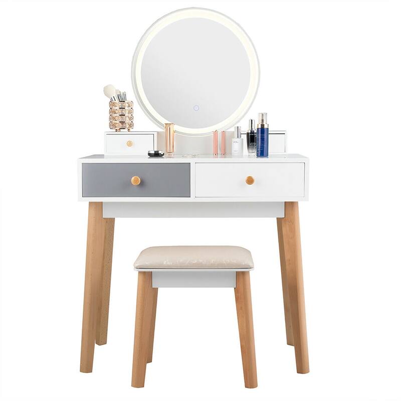 Vanity Set Makeup Dressing Table with 4 Drawers - White