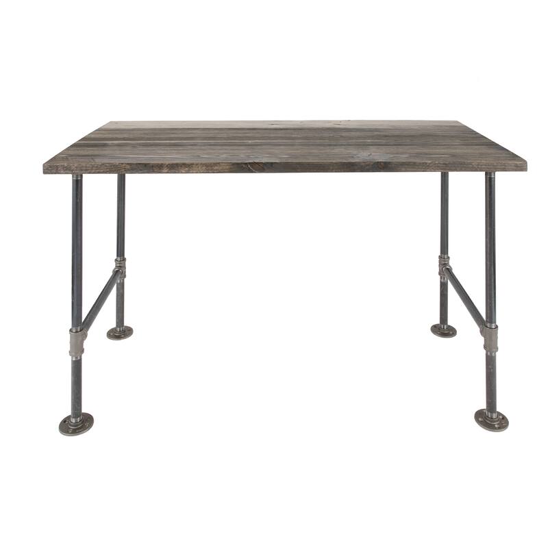 PIPE DECOR Solid Reclaimed Wood Desk with Authentic Industrial Pipe Legs - Boulder Black