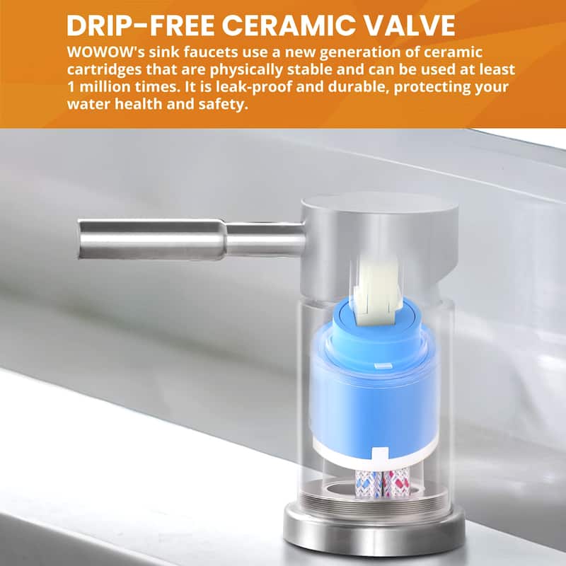 WOWOW Single Handle Pull Down Kitchen Faucet with Soap Dispenser