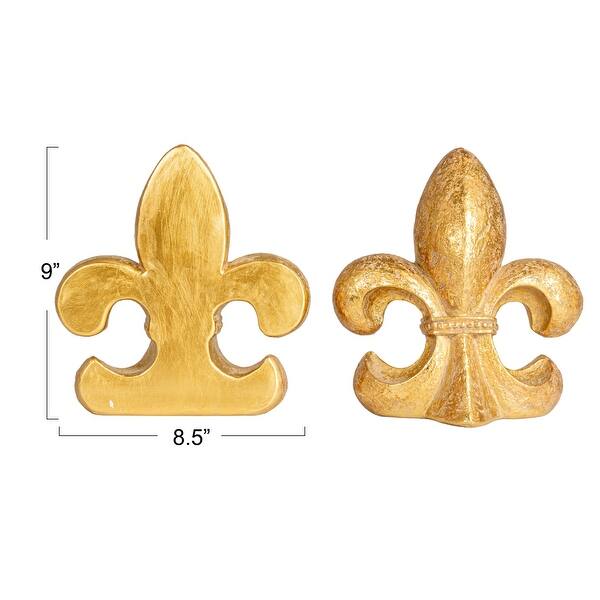 dimension image slide 3 of 4, Decorative Fleur de Lis Bookends, Set of 2