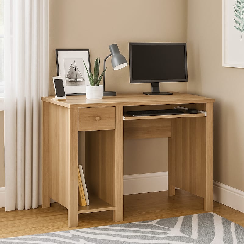 Akol Computer Desk, Keyboard Drawer and Storage, 39 Inch, Dark Taupe