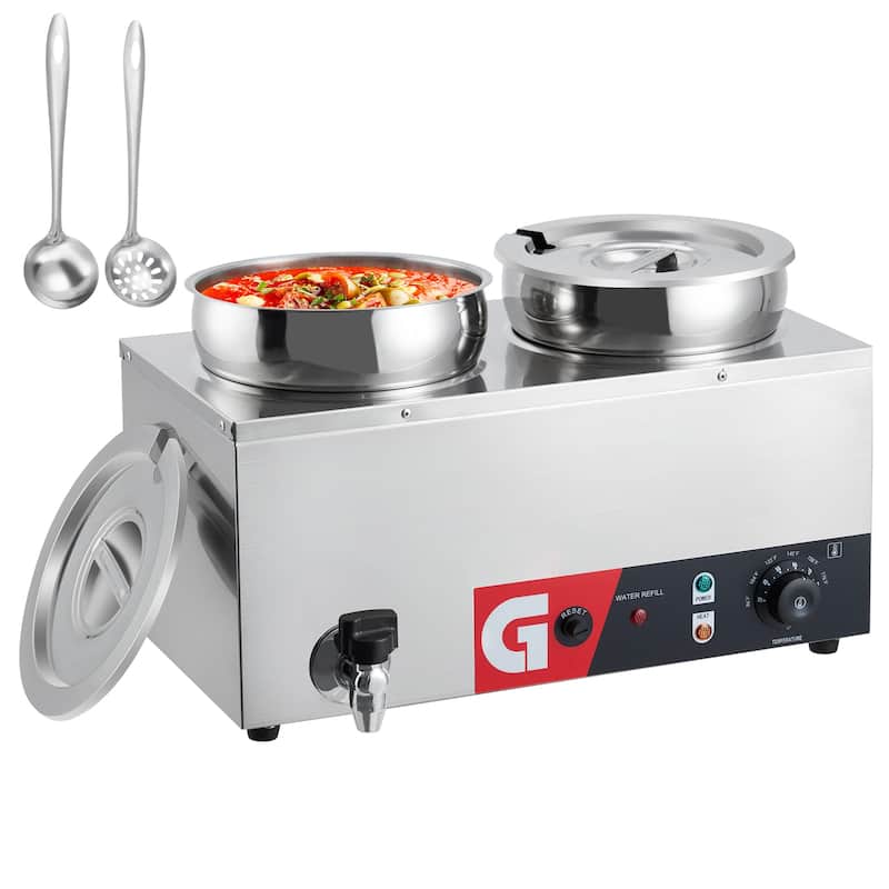 Electric Food Warmer, Commercial Soup Warmer 2x7.4QT - 2x7.4QT