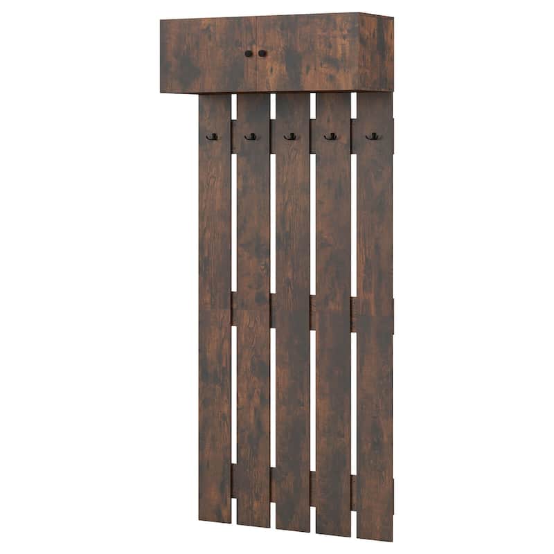 Costway Wall Mounted Entryway Wall Coat Rack with 5 Double Hooks & - See Details