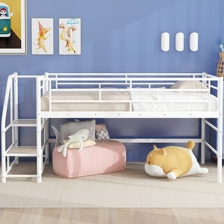 Mid Loft Bed with Storage stairs