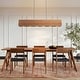 preview thumbnail 3 of 9, 6-Light Farmhouse Black Linear Wood Pendant Light Kitchen Island Lighting - 39.37 in. W x 4.65 in. D x 5.91 in. H