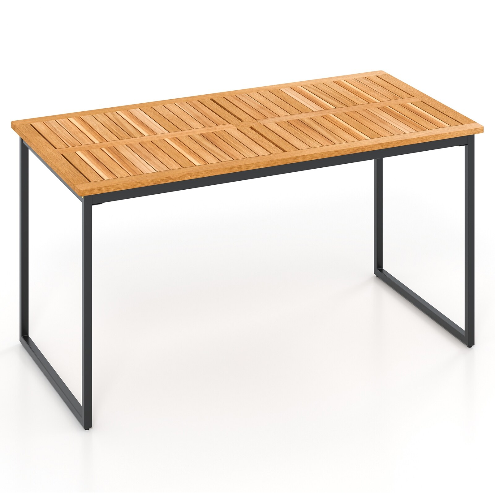 ※ Uo・ェ・oU　テリア※テーブル Acacia Wood Dining Table for 6 People with Slatted Tabletop and