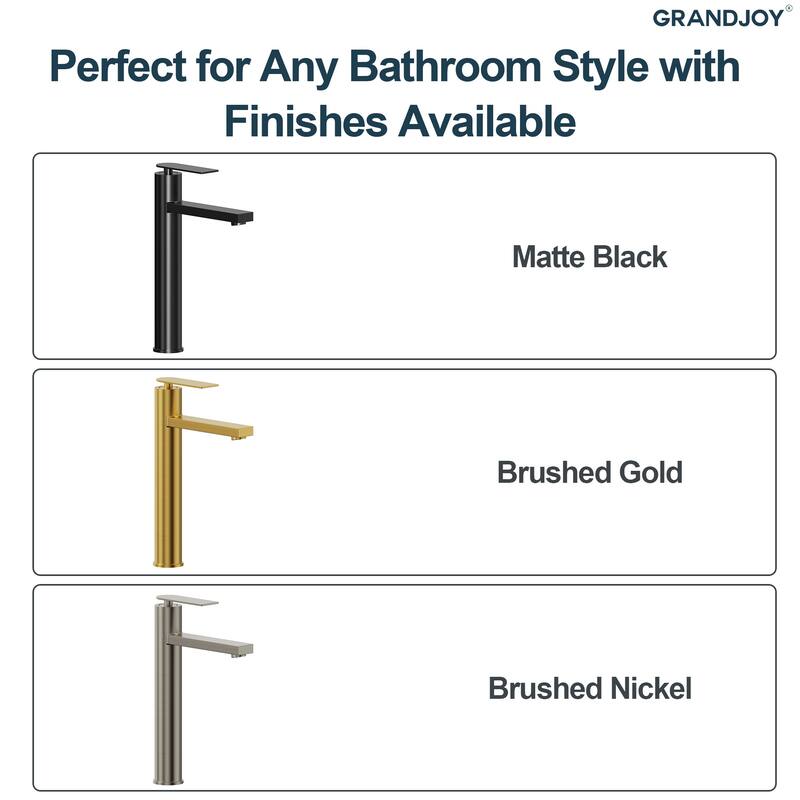 GRANDJOY 2-Pack High-Arc Bathroom Vanity Faucet, Single Hole Installation