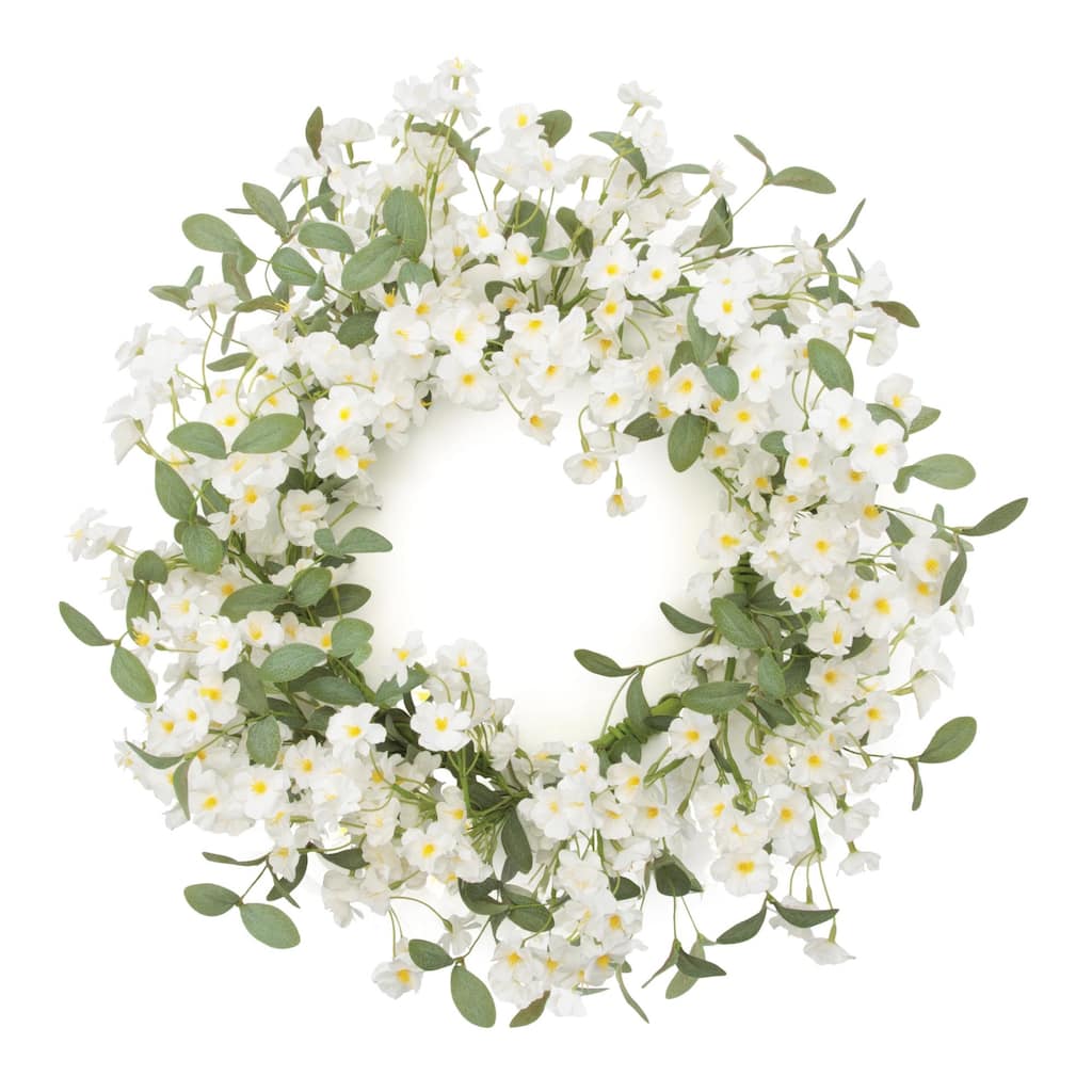Mini Lavender and Daisy Floral Wreath 22 Inch