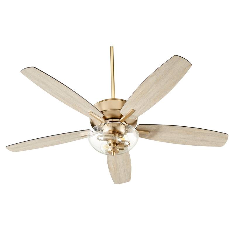 Quorum International Breeze 52" 5 Blade LED Ceiling Fan with Round - Aged Brass