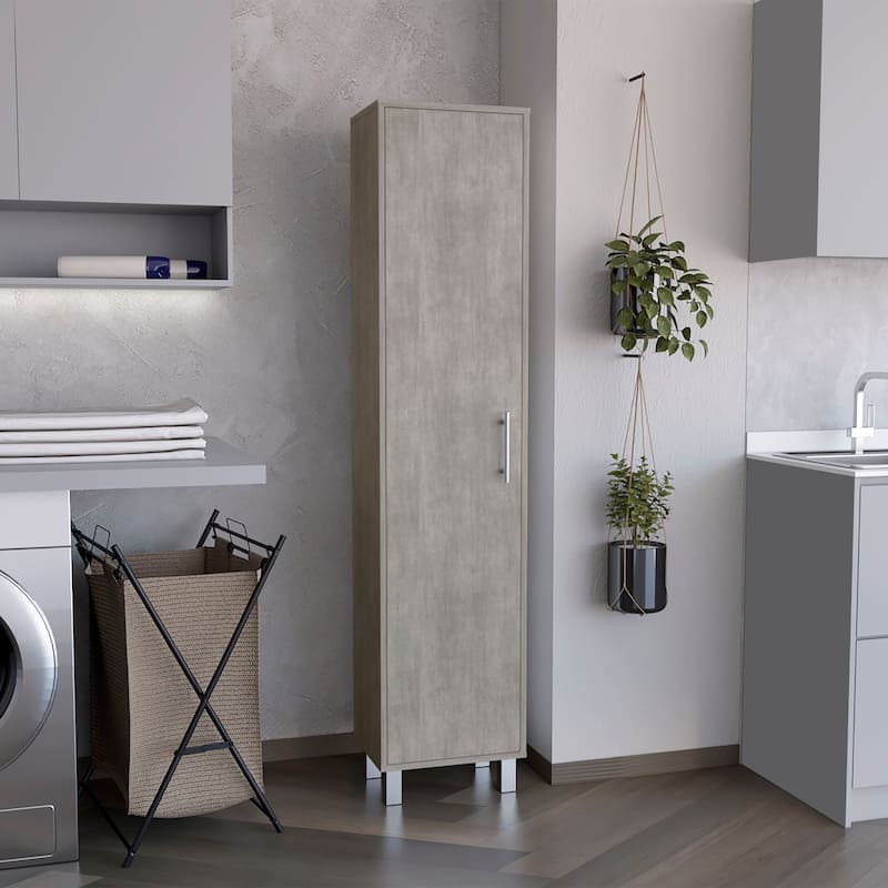 Laska 71" Tall 5-Shelves Storage Cabinet Broom Closet - N/A - Concrete Gray